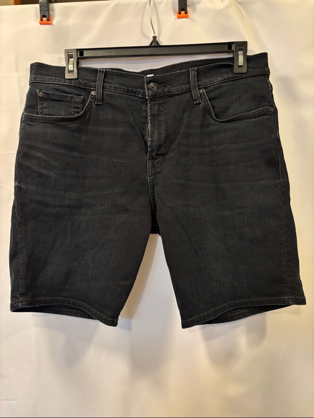 7 For All Mankind Straight Men's Denim Black Shorts with Pockets - Waist 36"